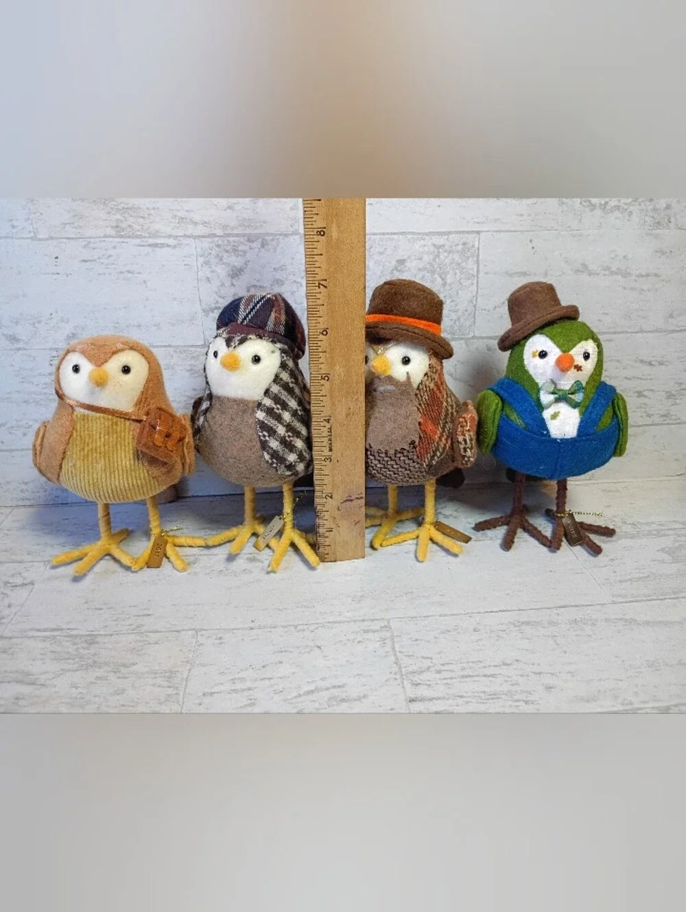 Set of 4 cute featherly decorative Friends Fabric Birds Retired-Decor